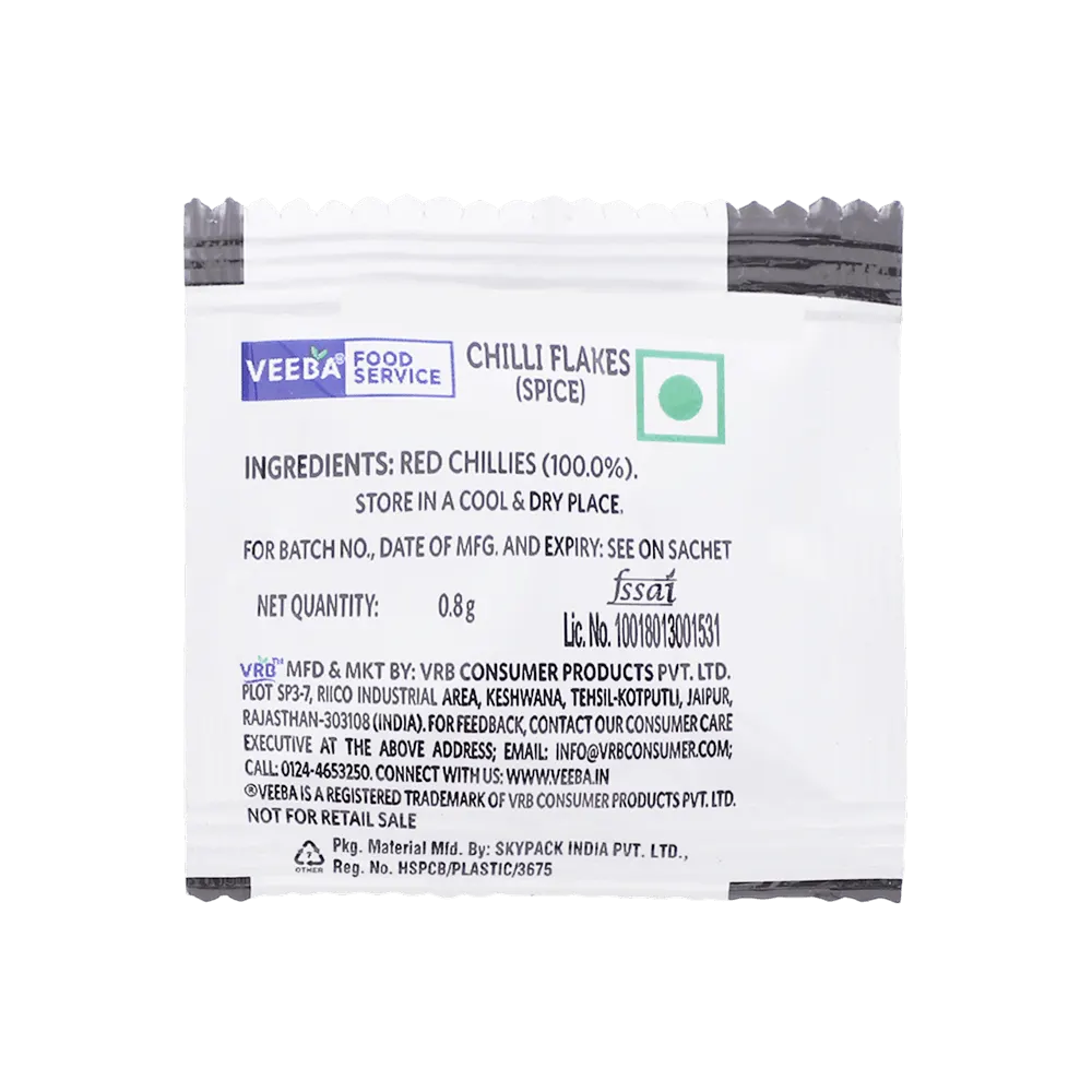 Veeba Chilli Flakes 0.8 gm Sachets Pack of 250 2