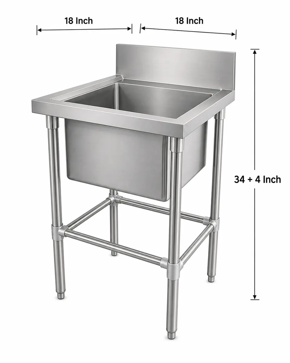 SS Sink 18 x 18 x 34 + 4 Inch SNK181834 2