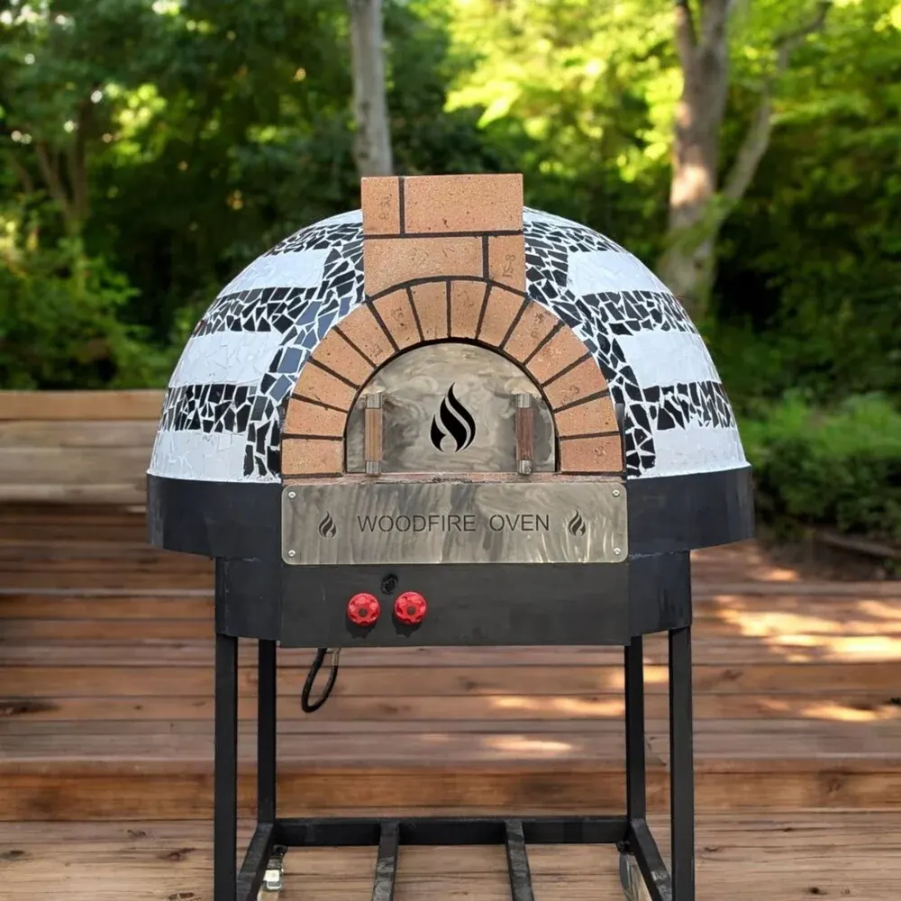 Neapolitan Wood & Gas Fired Dome Style Pizza Oven with Trolley 2 to 4 Pizza 12 Inch 3