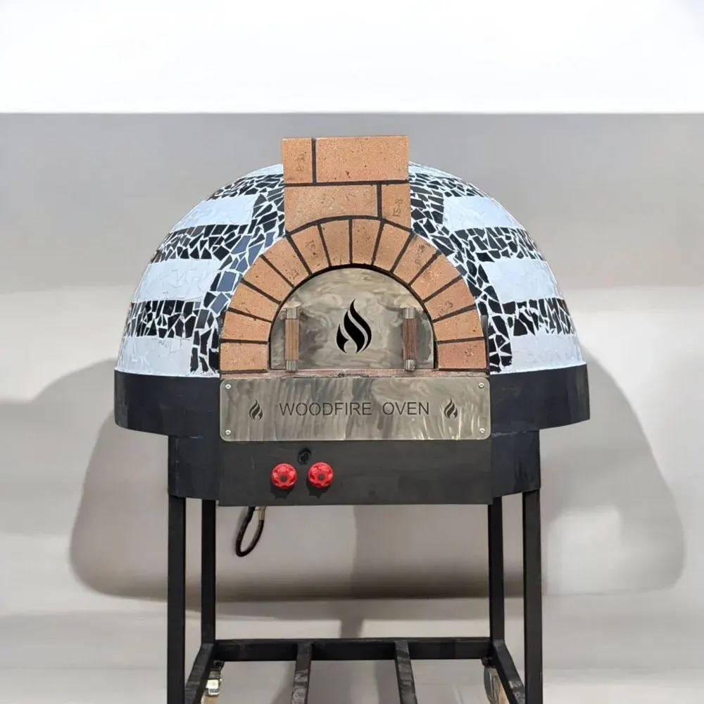 Neapolitan Wood & Gas Fired Dome Style Pizza Oven with Trolley 2 to 4 Pizza 12 Inch