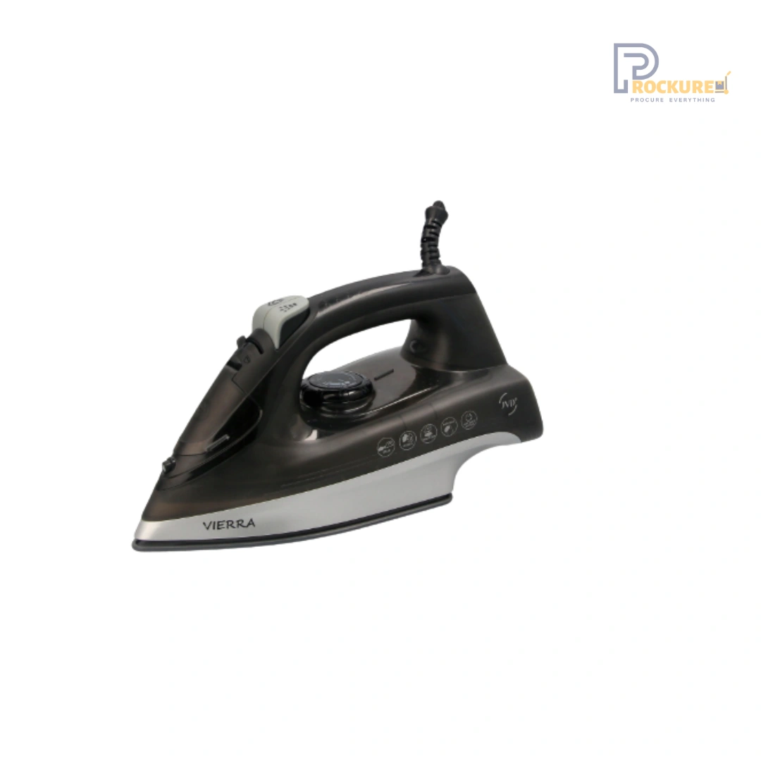 JVD Vierra Steam Iron – 1600W, Ceramic Soleplate, Black with Silver