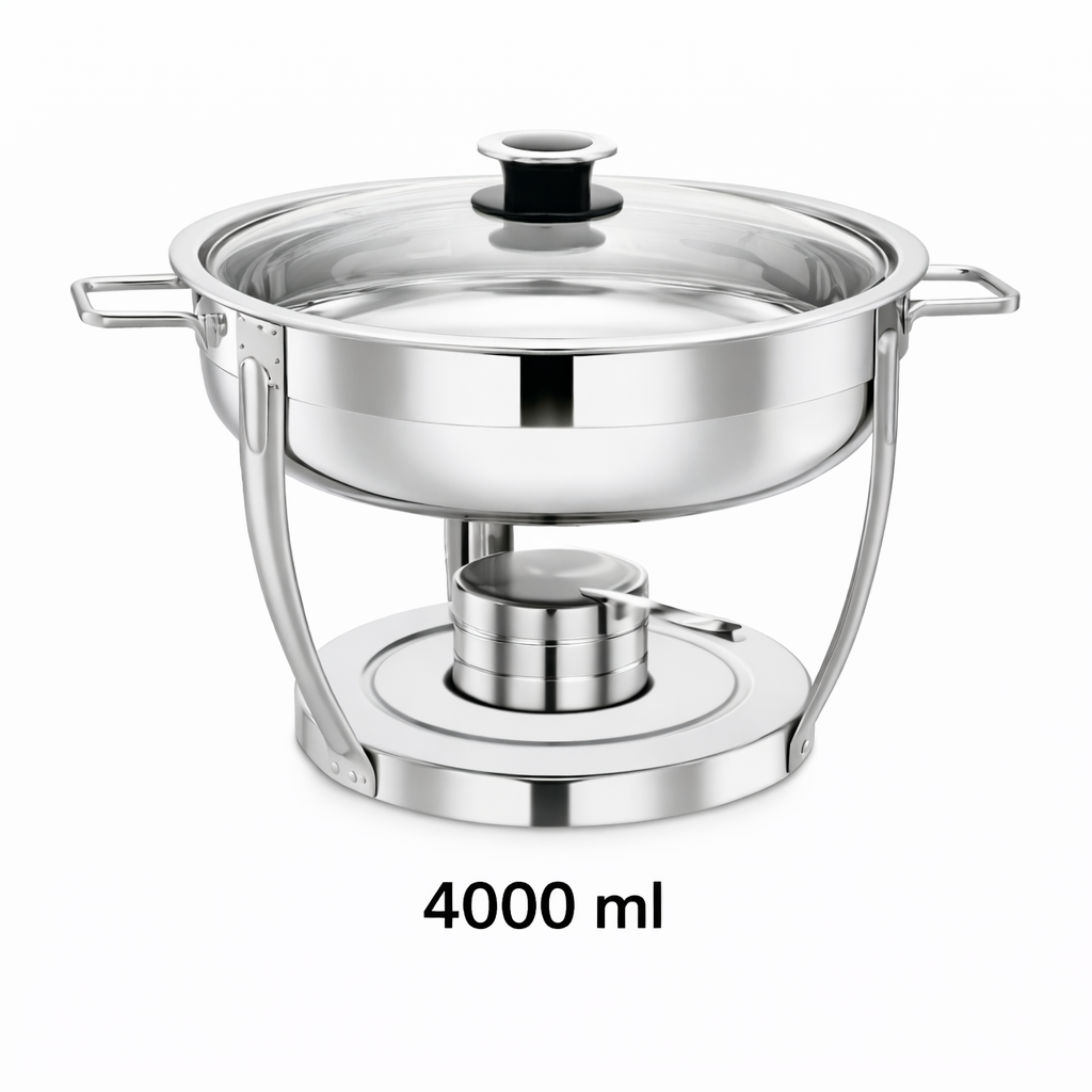 Pradeep Stainless Steel Round Chafing Dish 4 Litre with Glass LID