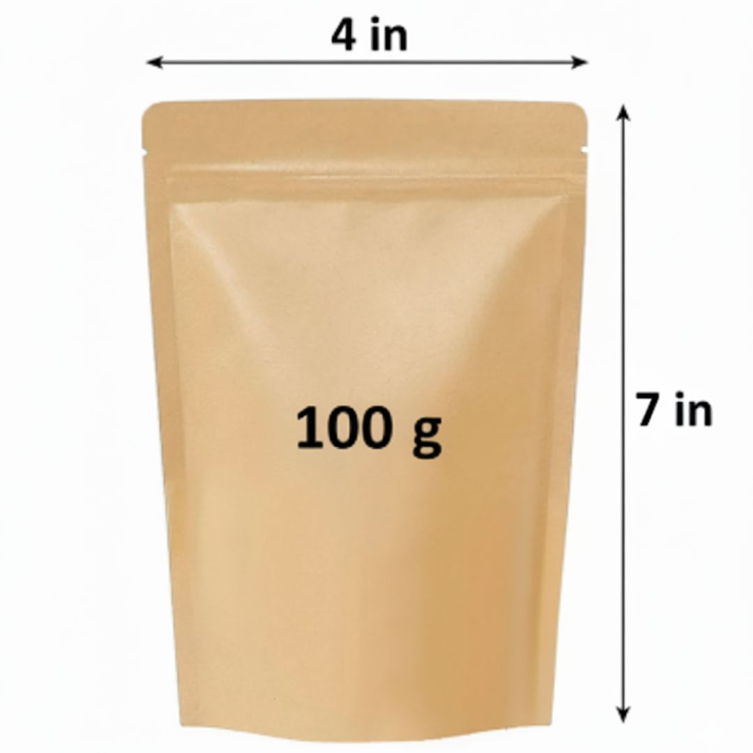 Kraft Brown Stand Up Zipper pouches With Foil Inside | 4 x 7 In | 100 g