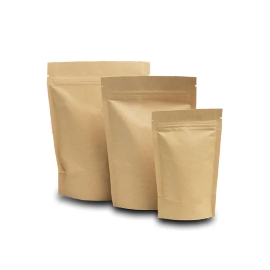 Kraft Brown Stand Up Zipper pouches With Foil Inside | 4 x 7 In | 100 g
