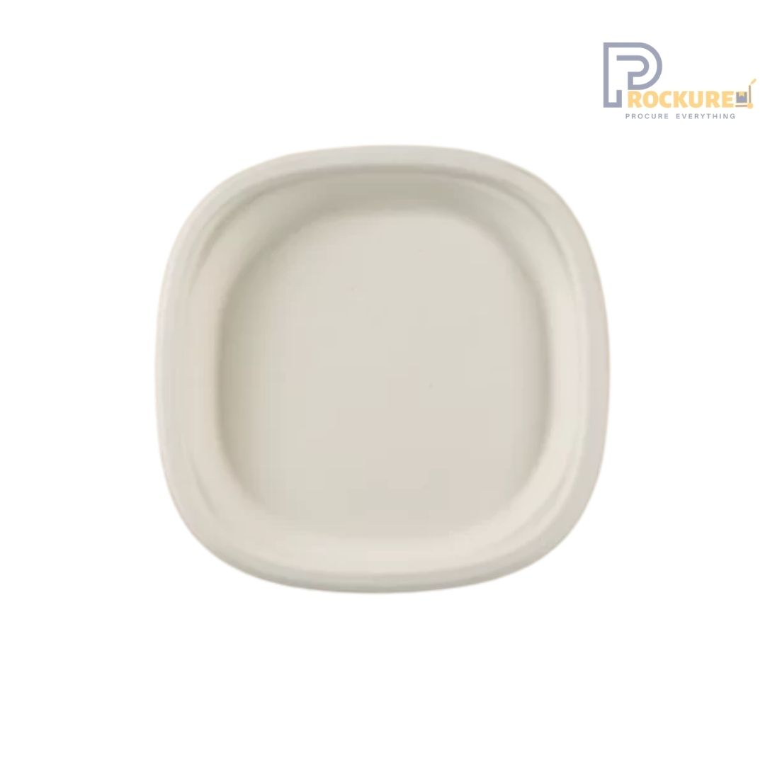 White Bagasse Square Plate 6 Inch | Biodegradable Plate