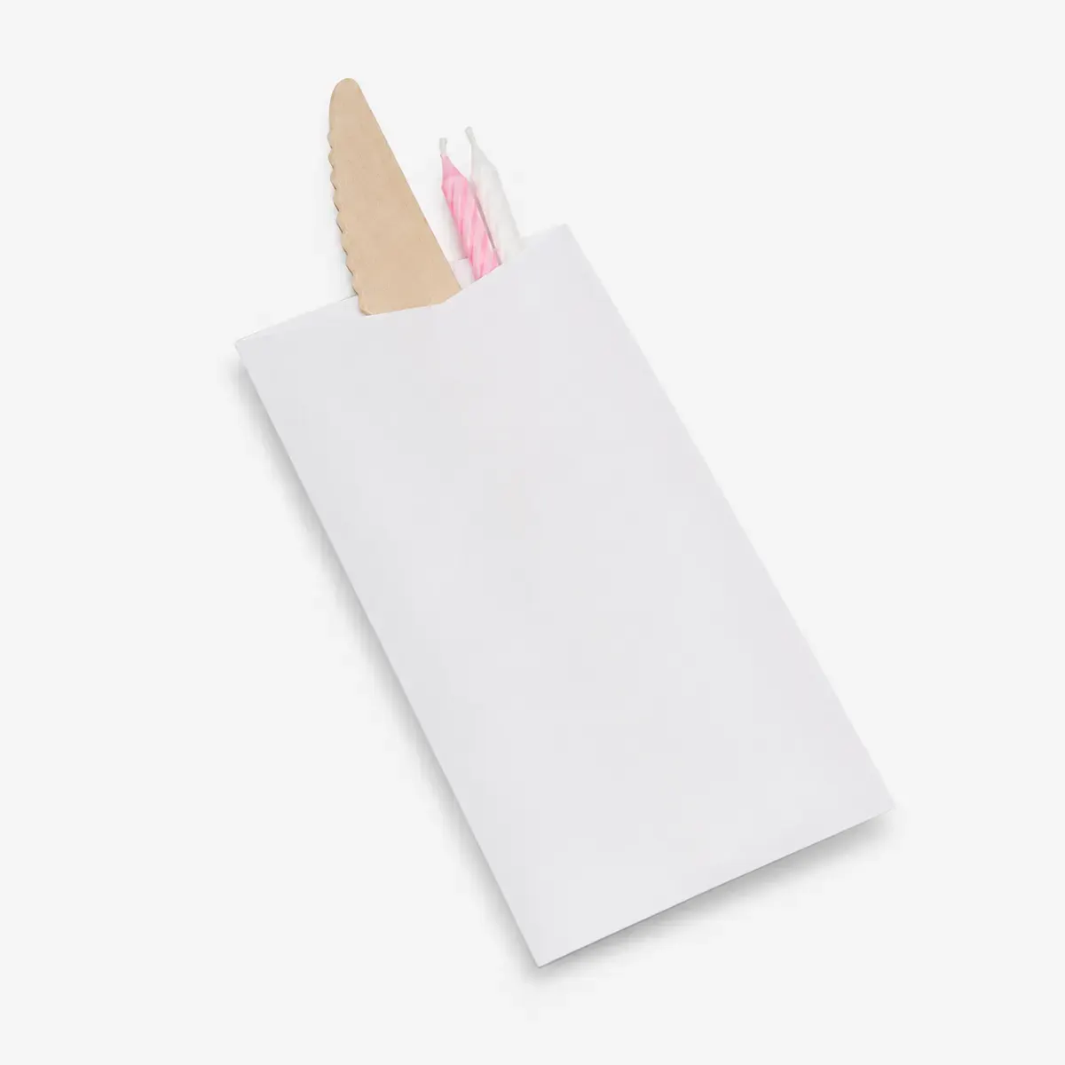 Cake Cutlery Kit Pouch with 2 Normal Candles & Wooden Knife 2