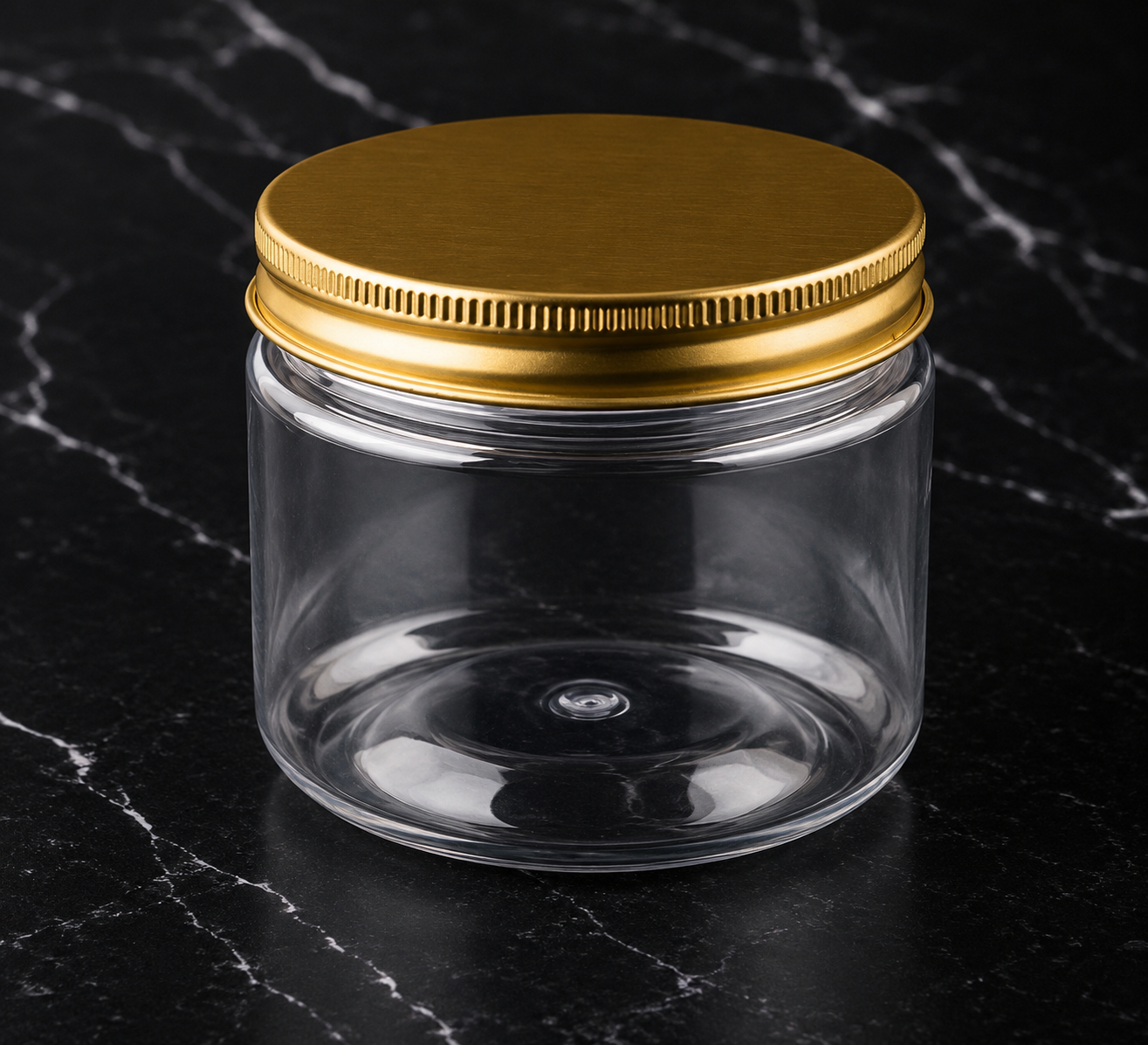 PET Jar with Golden Metal Lid for Food Packaging | 83mm Closure | 250ml Capacity