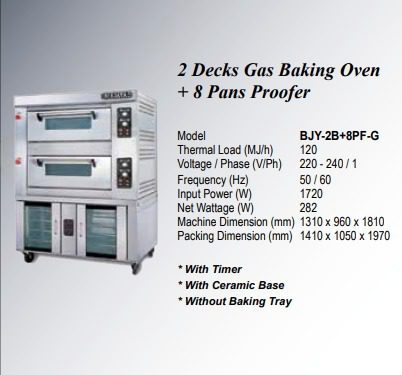 Berjaya 2 Deck Gas Baking Oven with 8 Pan Proofer, Timer, and Ceramic Base (Without Baking Tray) | BJY-2B+8PF-G 2