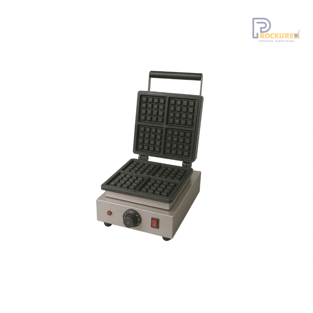 Prockured Basics Commercial 4 Square Waffle Maker – 1750W