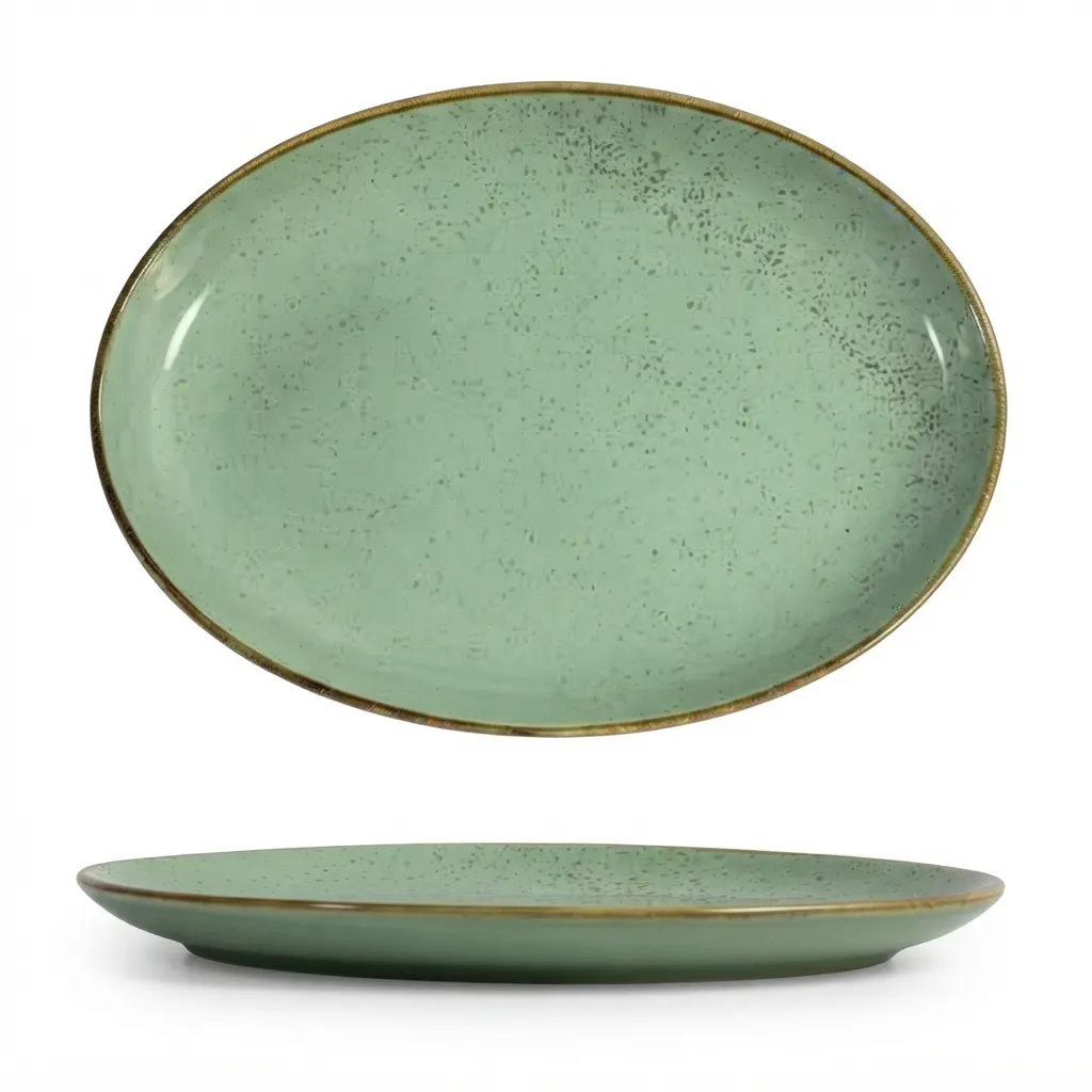 Meraami Aura Mint Ceramic Oval Plate 31 cm