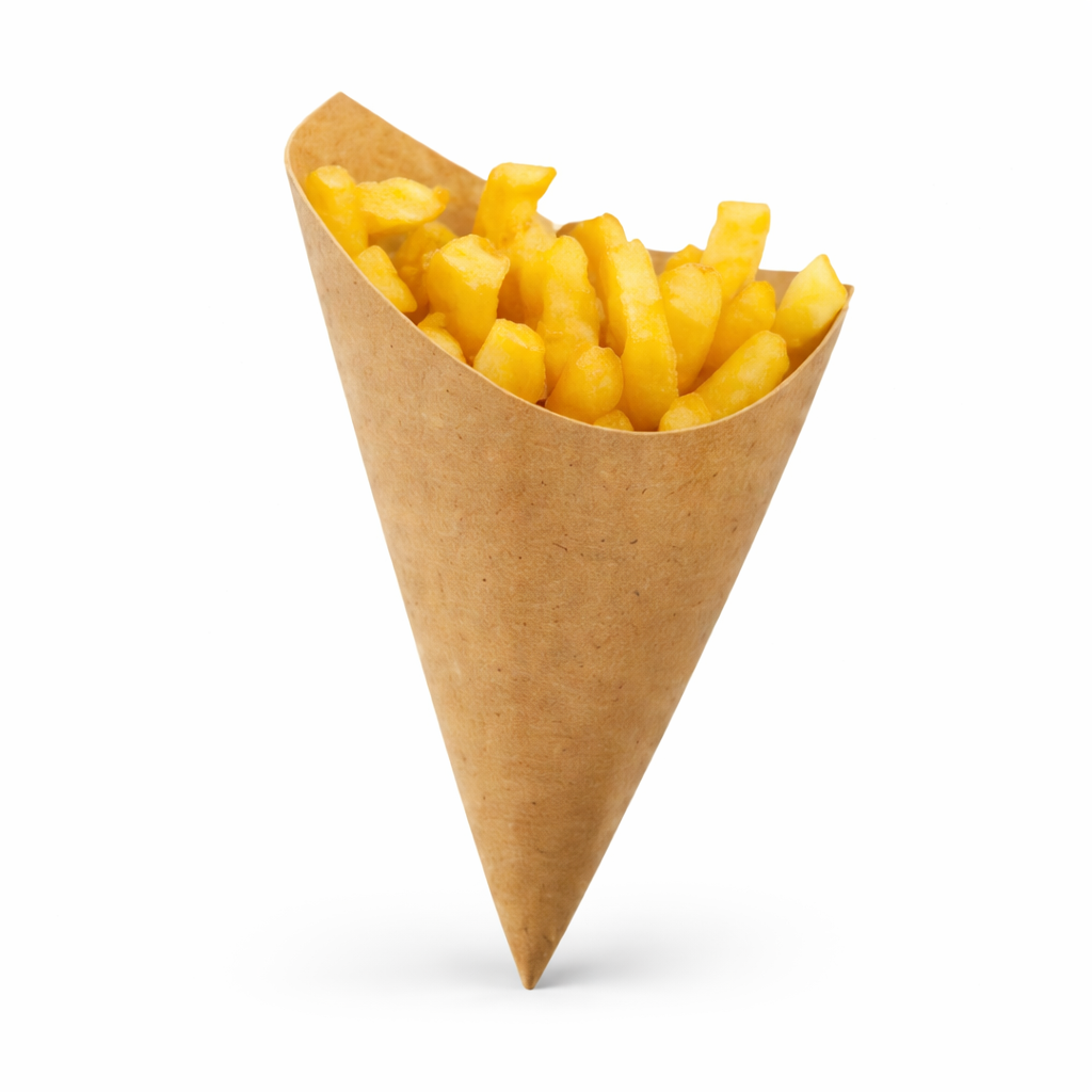 Big Brown French Fries Cone Virgin Kraft Paper