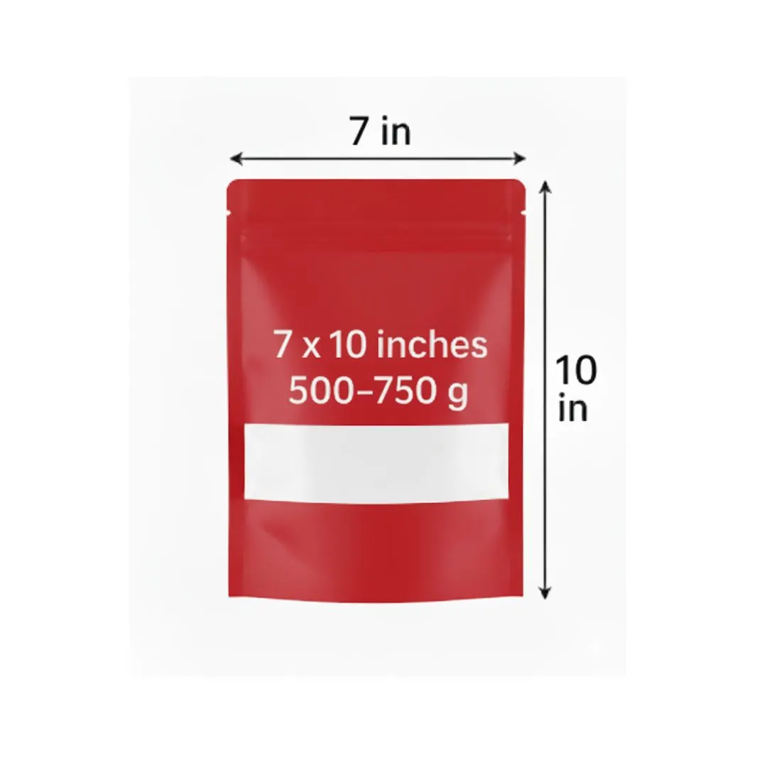 Red Stand Up Zipper Pouch with Window | Variable Sizes 4