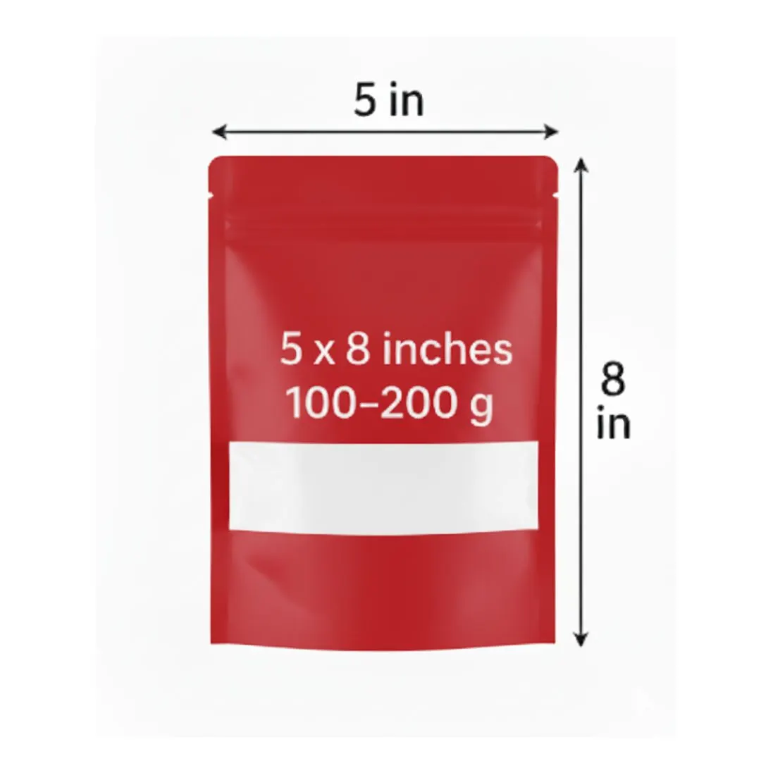 Red Stand Up Zipper Pouch with Window | Variable Sizes 2