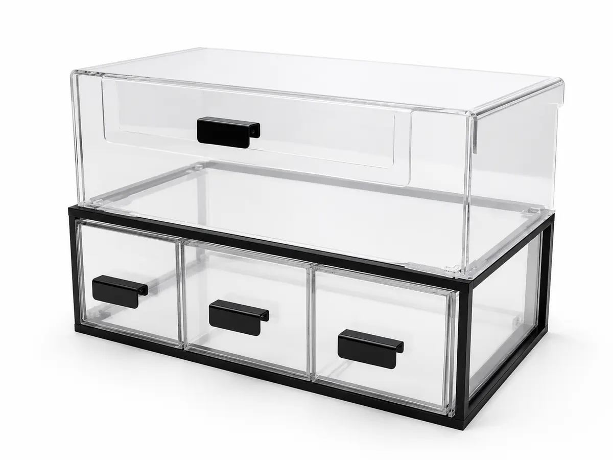 Bakery & Dessert Ambient Display Cabinet  560 x 360 x 330 mm| Stainless Steel-Black & Acrylic 2