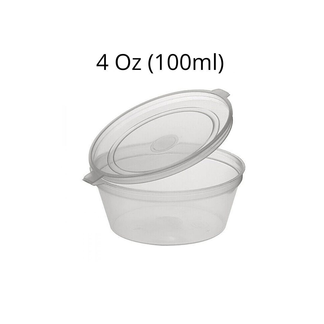 Damati Hinged Plastic Round Container | 100ml (4 Oz)