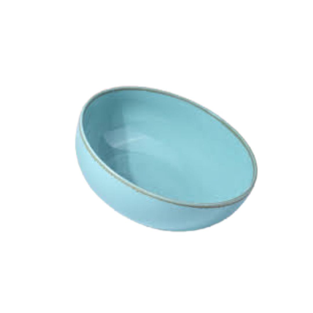 Sanaai Aqua Blue Footed Bowl - Elegant Porcelain Tableware (24 Pc Carton)