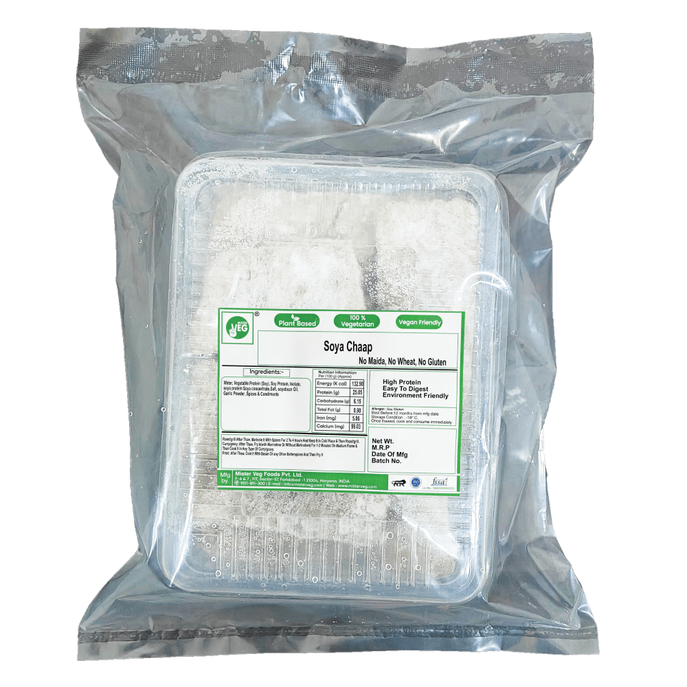 Mister Veg Frozen Soya Chaap 0% Maida/Wheat/Gluten 100% Soya 1 Kg
