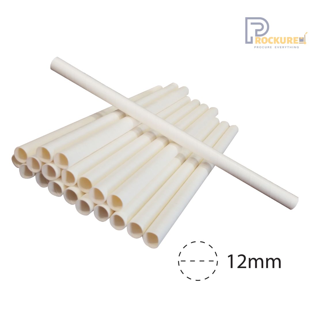 12mm White Paper Straws | 330 GSM