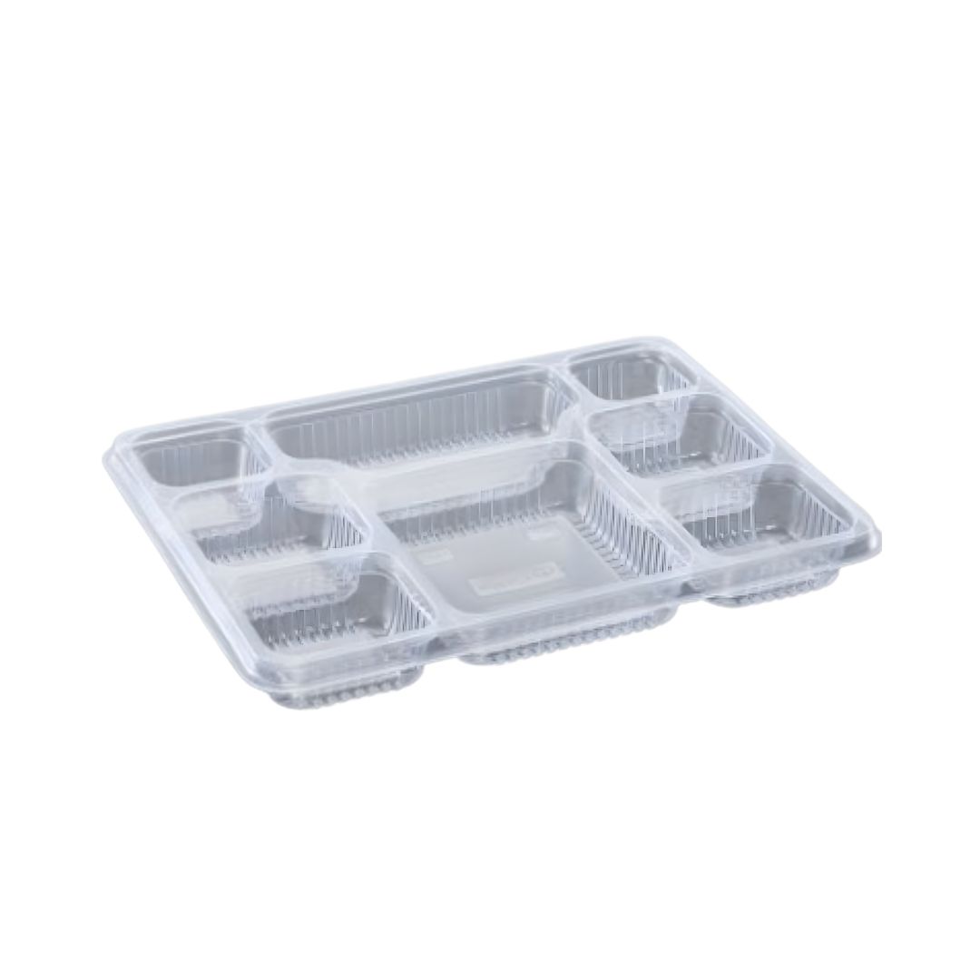 Paras 8 Compartment Meal Tray Sealable Transparent | Polypropylene (Plastic)