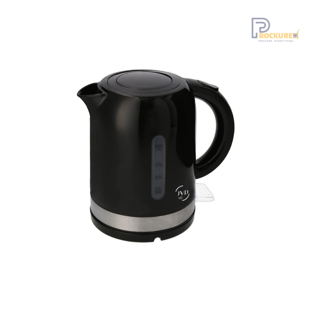 JVD Soho Kettle 1.0L - Black PP Housing, 220V-240V, 1350W-1500W, S/S304 Heating Plate