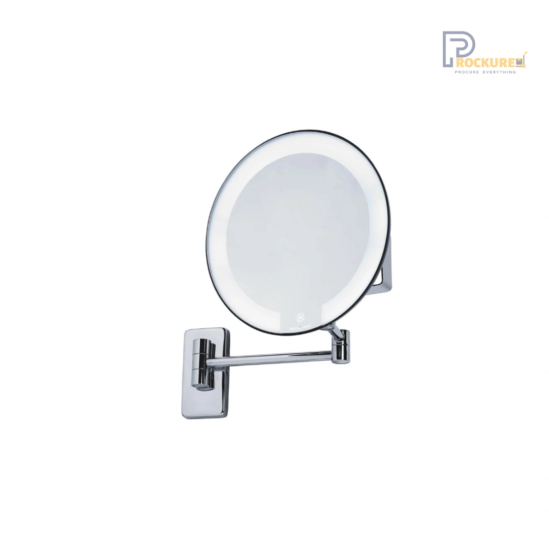 JVD Cosmos 5X LED Wall-Mount Mirror – 200mm, Dual Arm, Chrome Finish (Battery Included)