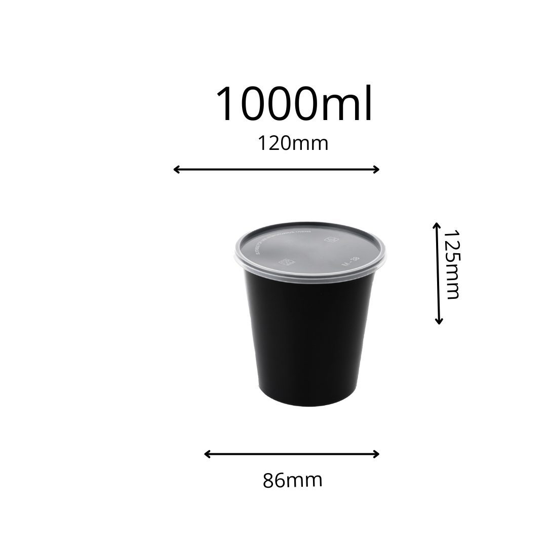 Damati Round Plastic Container with Lid | 1000 ml (34 Oz)
