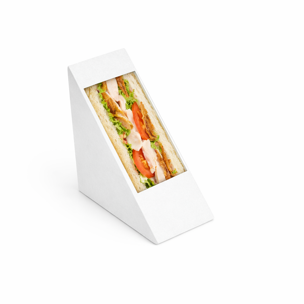 Small Sandwich Box With Window White Virgin Kraft Paper