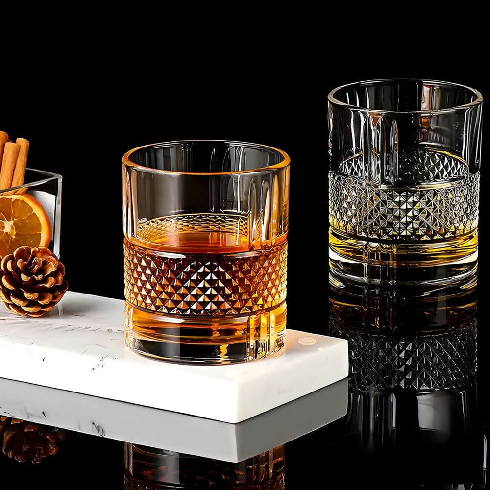 Crystal Whisky Glass – Cut-Pattern Lowball Glass for Premium Beverages 2