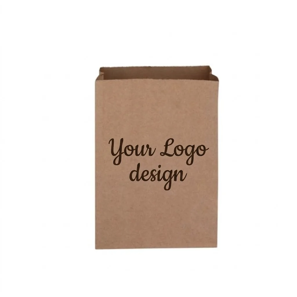 Customized kraft brown  Square Bottom paper bag  60 GSM, single-color printed.