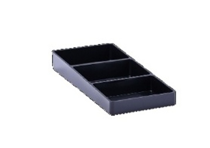 JVD Courtesy Sachet Tray Matt Black | 3 Compartment Hotel Sachet Tray 301101
