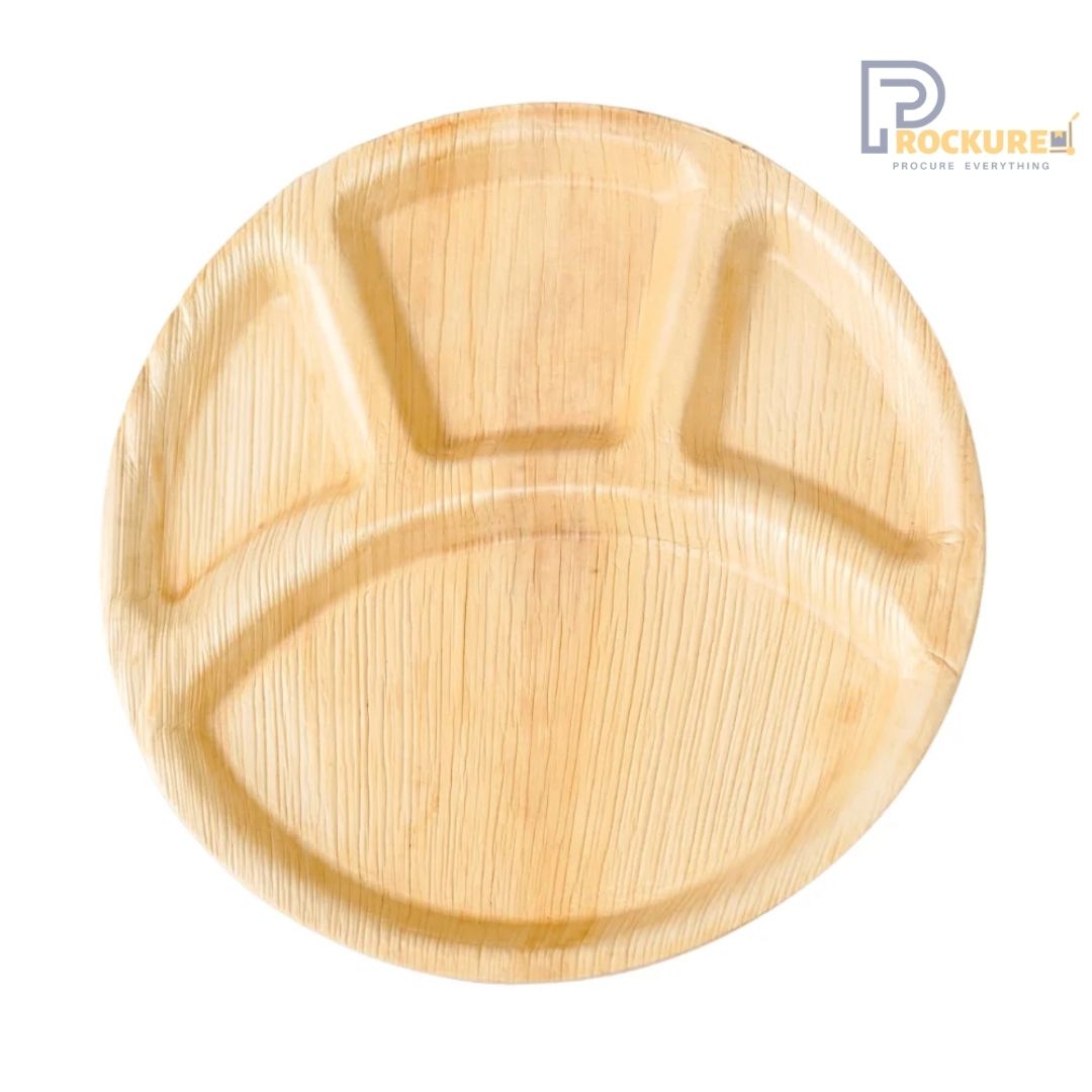 Areca Leaf 12 Inch Round 4 Partition Plate