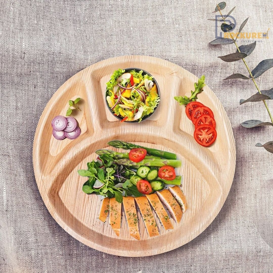 Areca Leaf 12 Inch Round 4 Partition Plate