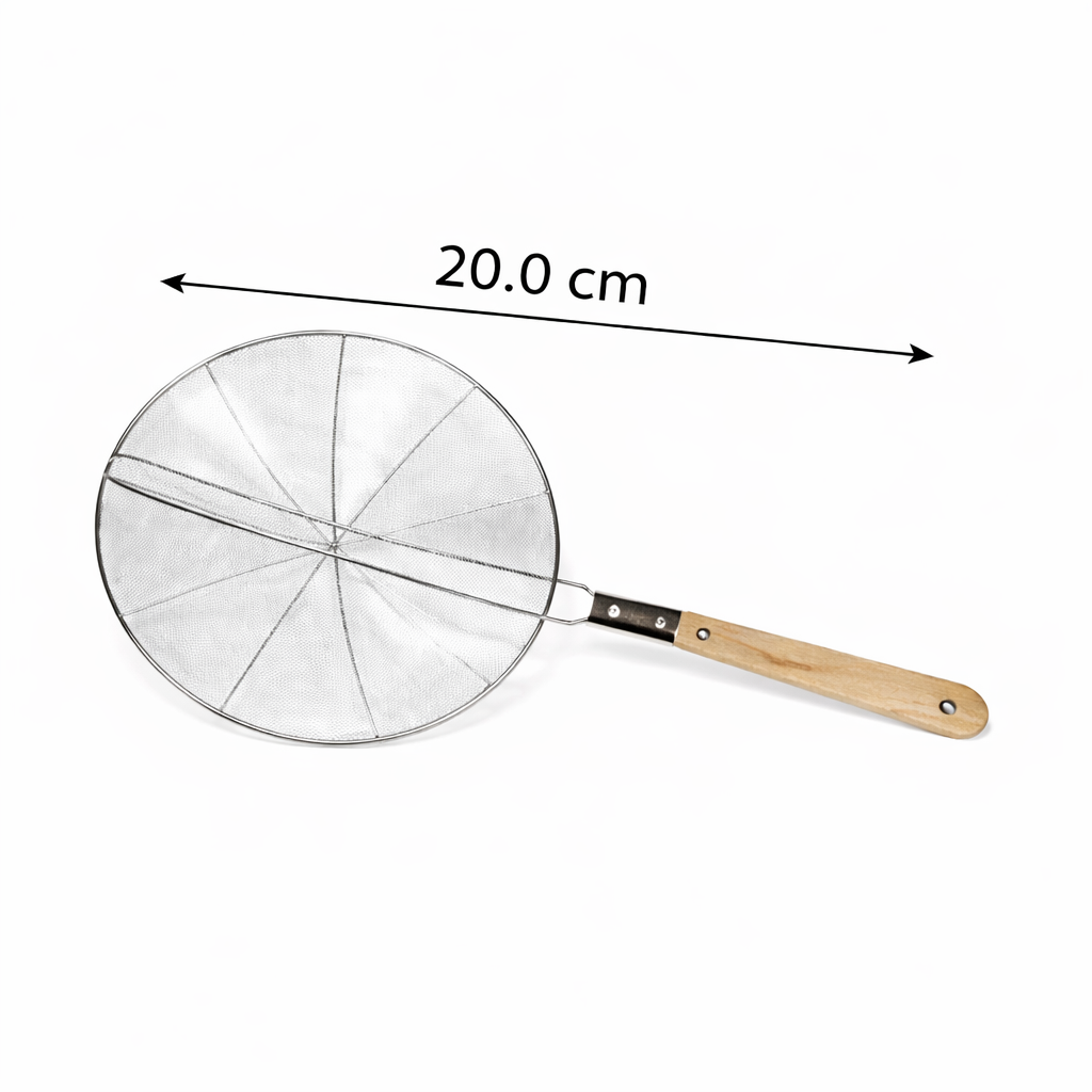 Eco Jhara Stainless Steel Wire Skimmer Wooden Handle 20 cm - EOJRAWH-20