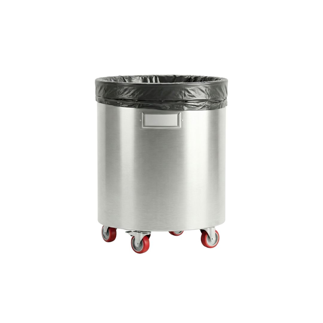 Mobile Garbage Bin Stainless Steel – Dia 400 mm × Height 700 mm