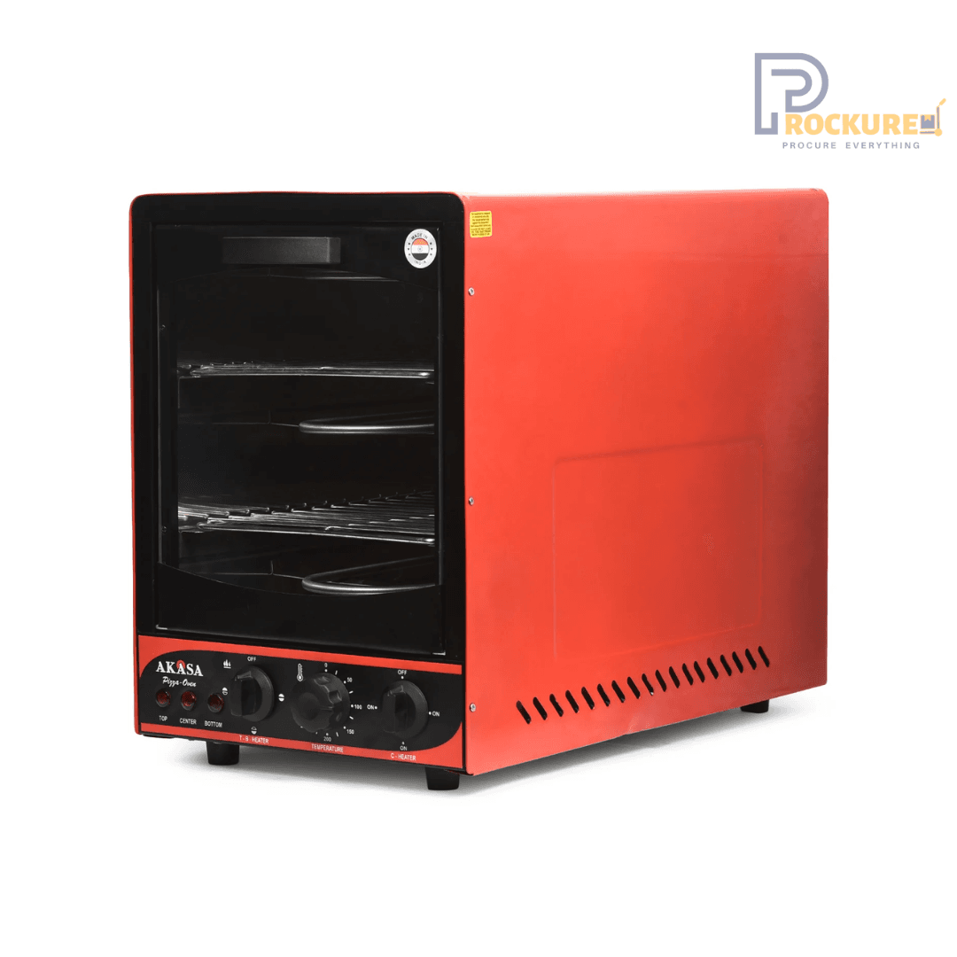 AKASA PO 408 PC Electric Single-Deck Pizza Oven – 2400W, CE Certified