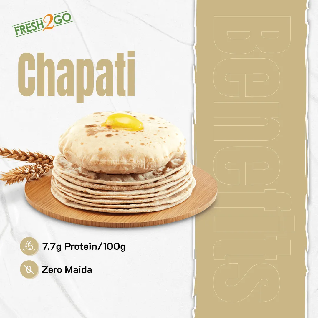 Fresh 2 Go 7 Inch Whole Wheat Chapati RTC Frozen 875 gm Pack of 25 4