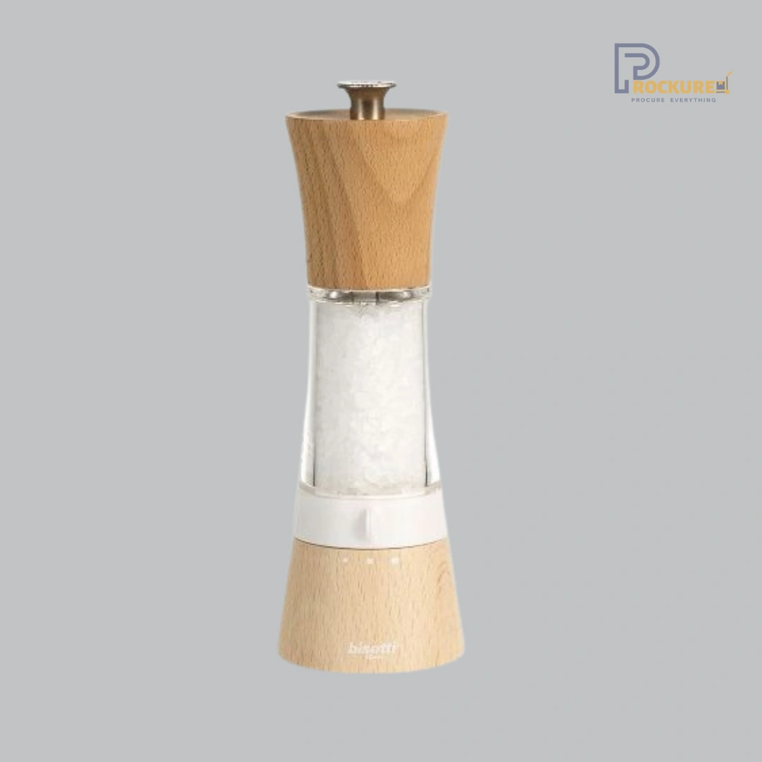 Bisetti Pisa Salt Mill 18 cm (Beechwood + Acrylic) | Functional & Transparent