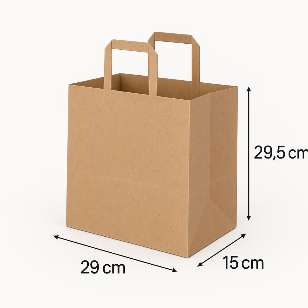 Kraft Brown Square Bottom handle Paper Bag | 29 x 15 x 29.5cm|80 GSM
