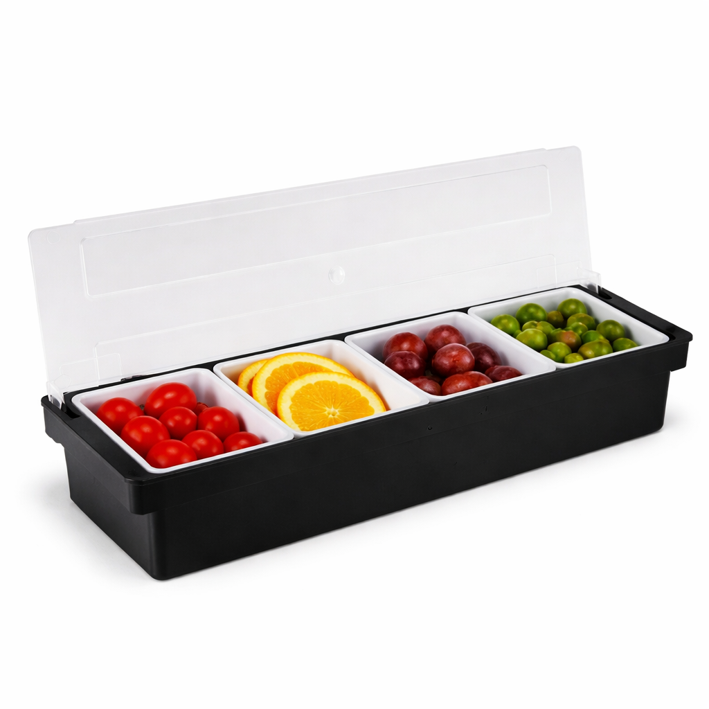 4 Section Condiment Tray with Lid