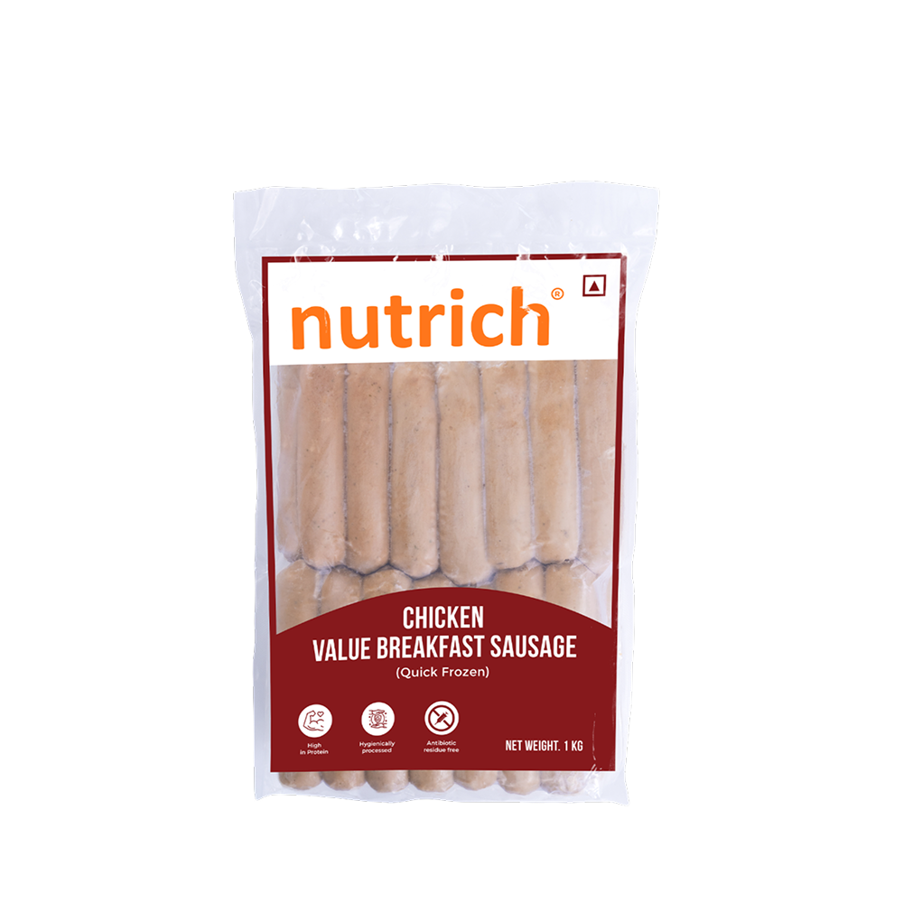 Nutrich Chicken Value Breakfast Sausage Frozen (Pack of 27) (36 gm/pc)