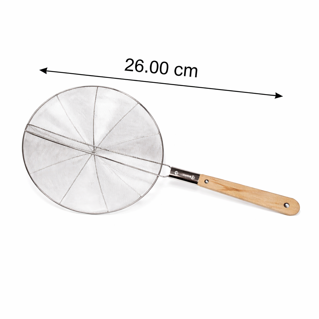 Eco Jhara Stainless Steel Wire Skimmer with Wooden Handle 26 cm - Ukiyo