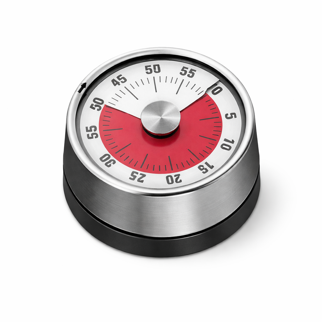 Mechanical Kitchen Timer 60 Minutes Stainless Steel - Silver & Black