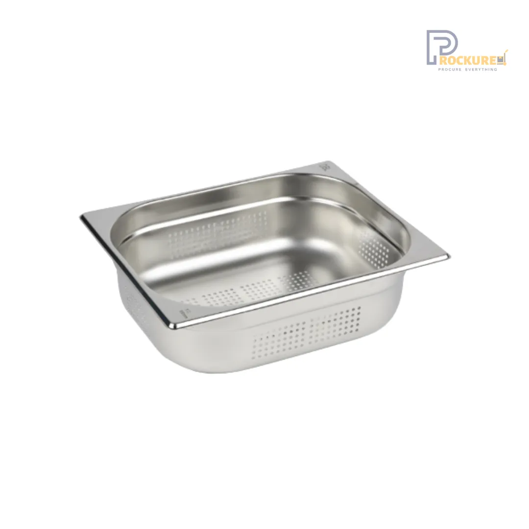 Stainless Steel Perforated 202 Grade GN Pan 1/2 – 100mm Deep | 6L