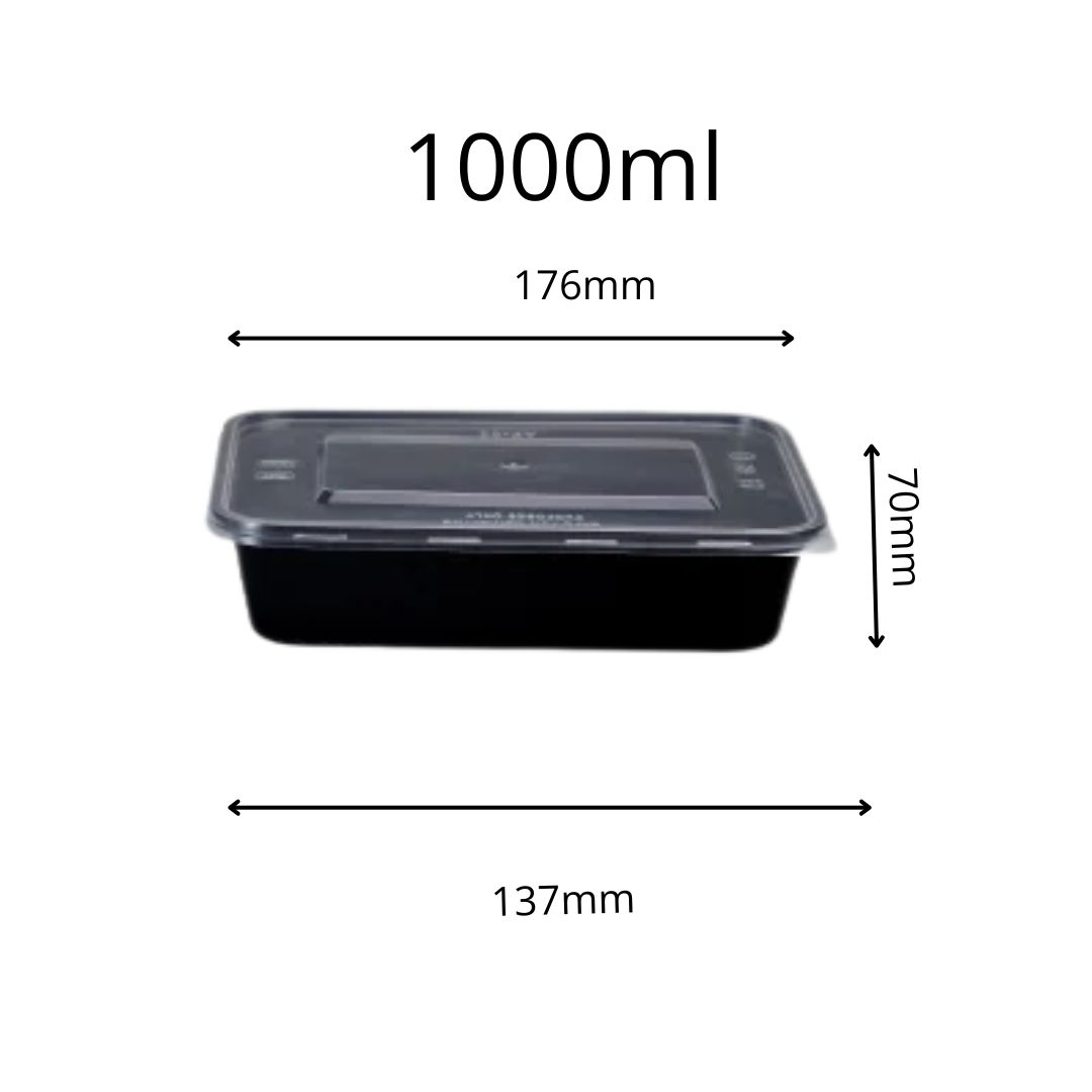 Damati Rectangle Plastic Container with Lid | 1000ml