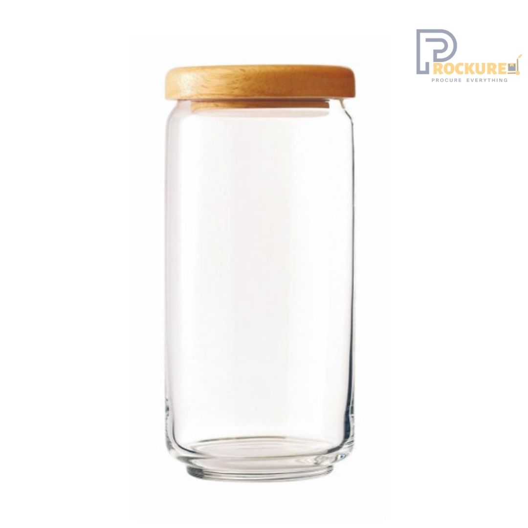 Ocean Pop Jar with Wooden Lid - 1000 ml Storage for Kitchen & Restaurant Essentials (Carton of 6)