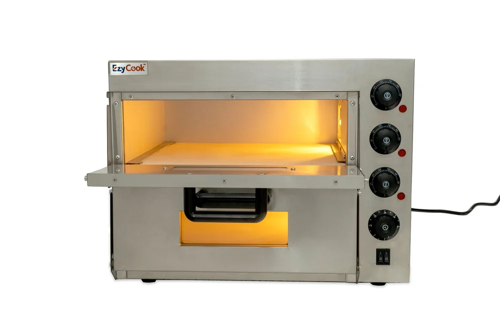 EZYCOOK Electric Pizza Oven PO-408 Double Deck | Stone Baking Surface (16 × 16 Inch)