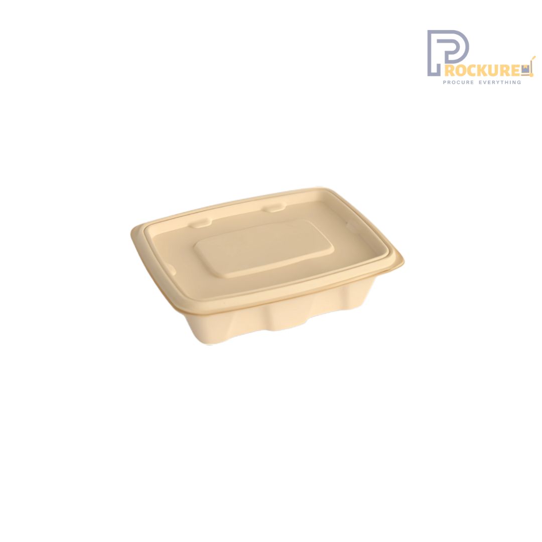 Rectangle Bagasse Container With Lid | 500 ml