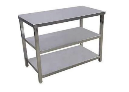 SS Working Table 4 x 1.6 Feet with 2 Undershelves SSWT4x1.6F
