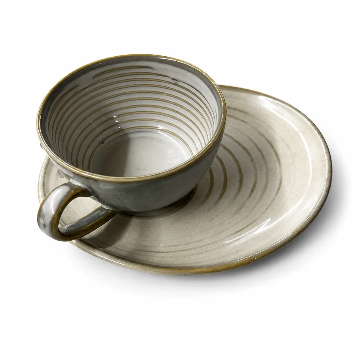 Ceramic Dual Tone Cup and Saucer Set Grey | 300 ML