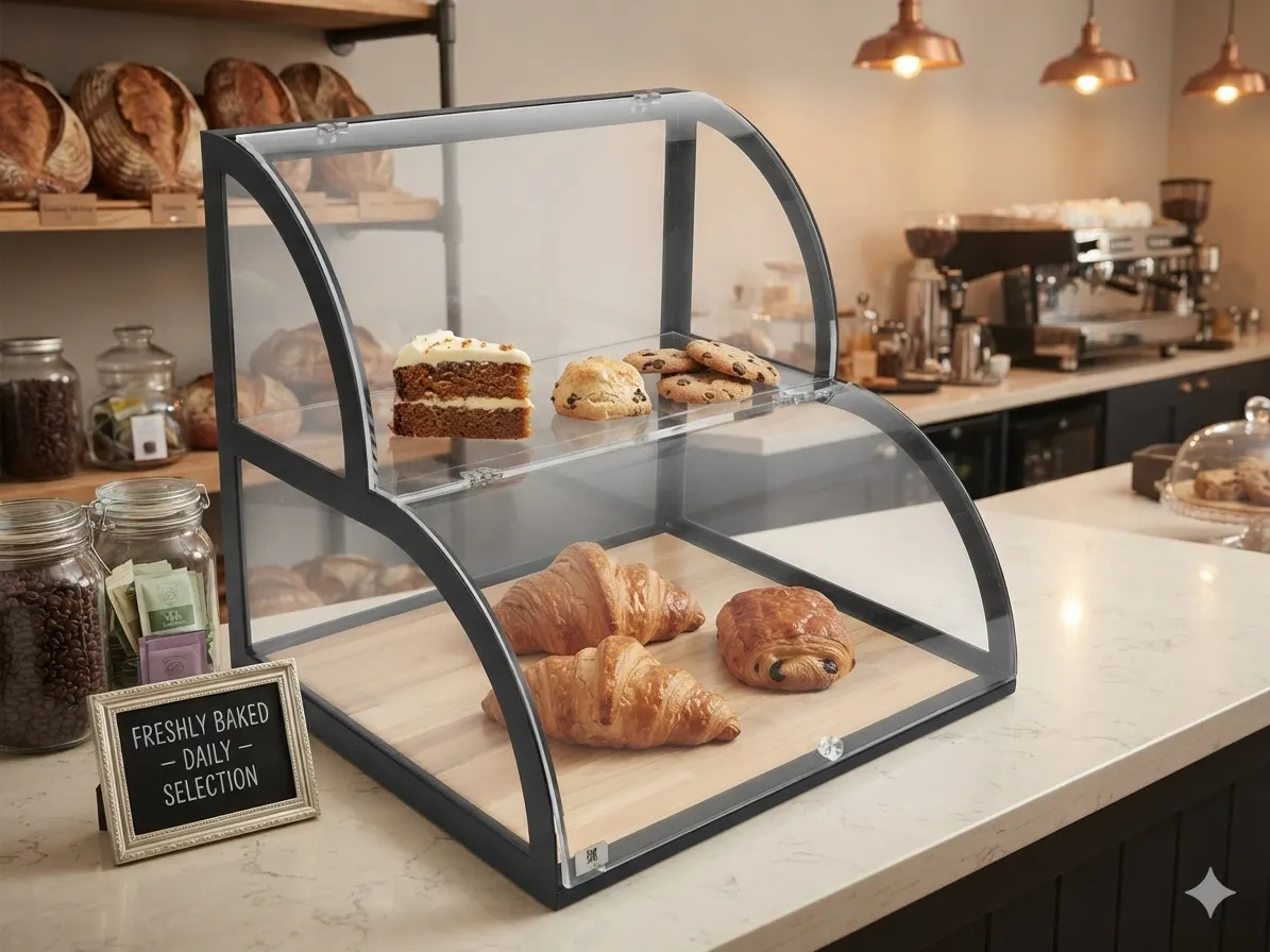 Stainless Steel Deep Bakery & Dessert Ambient Display Cabinet with Wooden Interior 500 x 560 x 500 mm 2